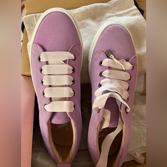 NIB Manebi sneakers in purple suede color called Lilac size 38 Euro US 8 - Picture 1 of 9